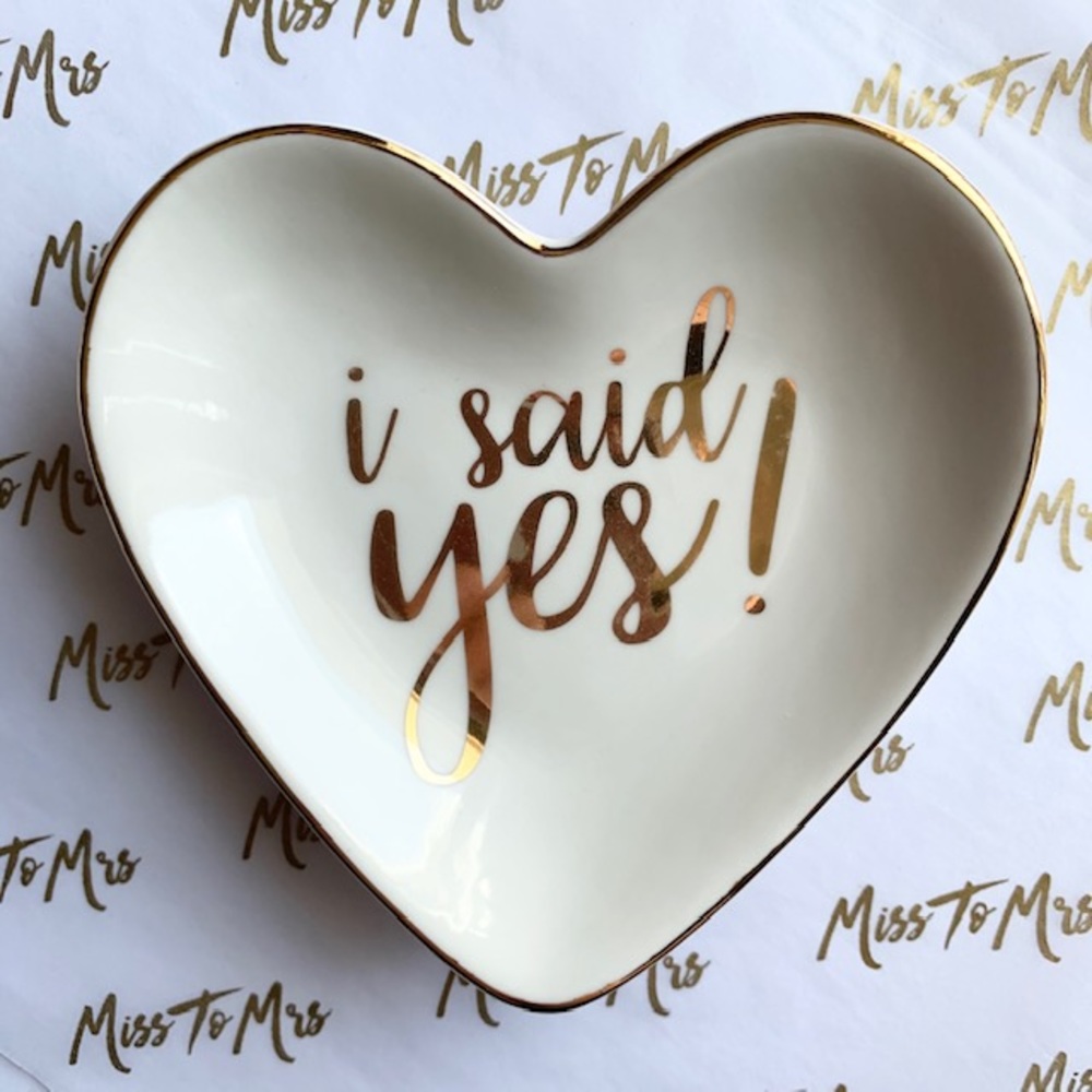 I Said Yes! Ceramic Heart Jewelry Dish/Tray
